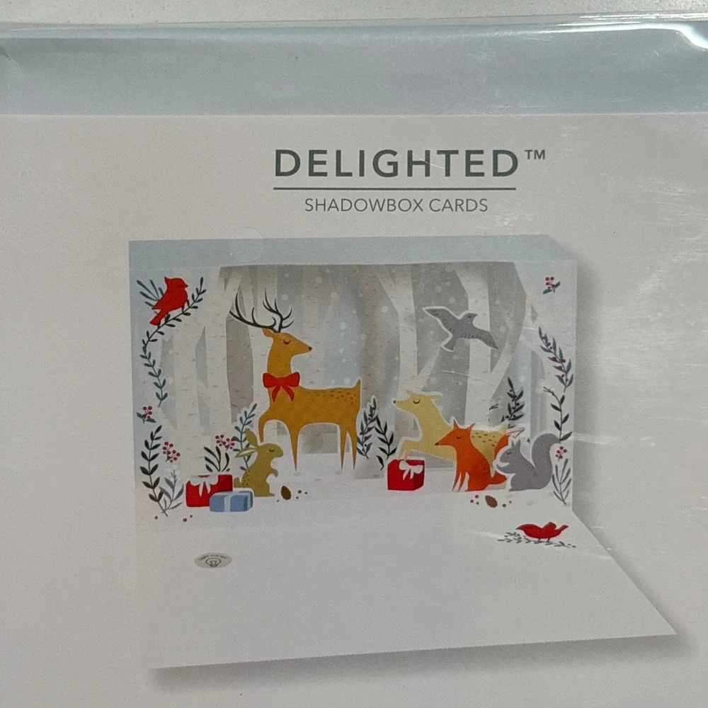 2 Christmas Delighted Shadowbox Cards Up With Paper Light‎ Up Pop Up Greeting